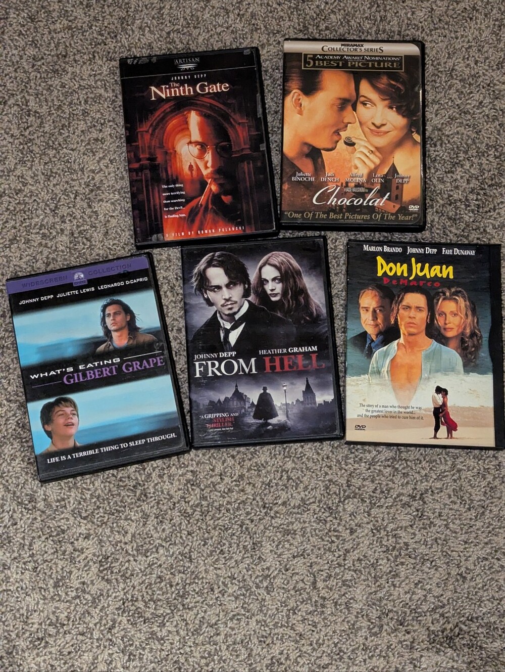 Assorted Johnny Depp DVD Movie Bundle